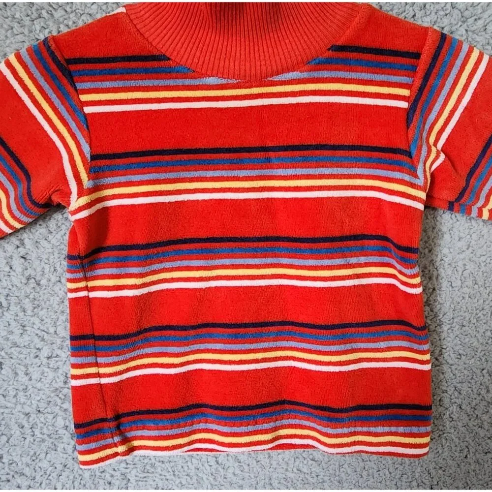 Vintage Carters Baby Size 12M Red Striped Turtleneck Long Sleeve‎ Shirt USA Made